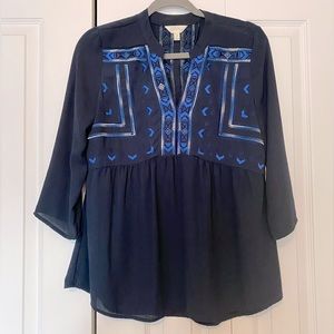 Navy 3/4 sleeve blouse